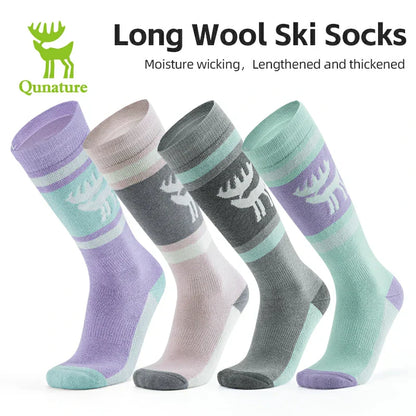 Qunature Wool Ski Socks Winter Warmth Shock Absorption for Skiing Comfort