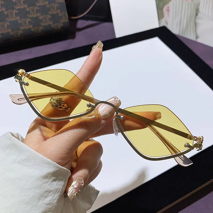 Cat Eye Sunglasses with Gold Metal Frame