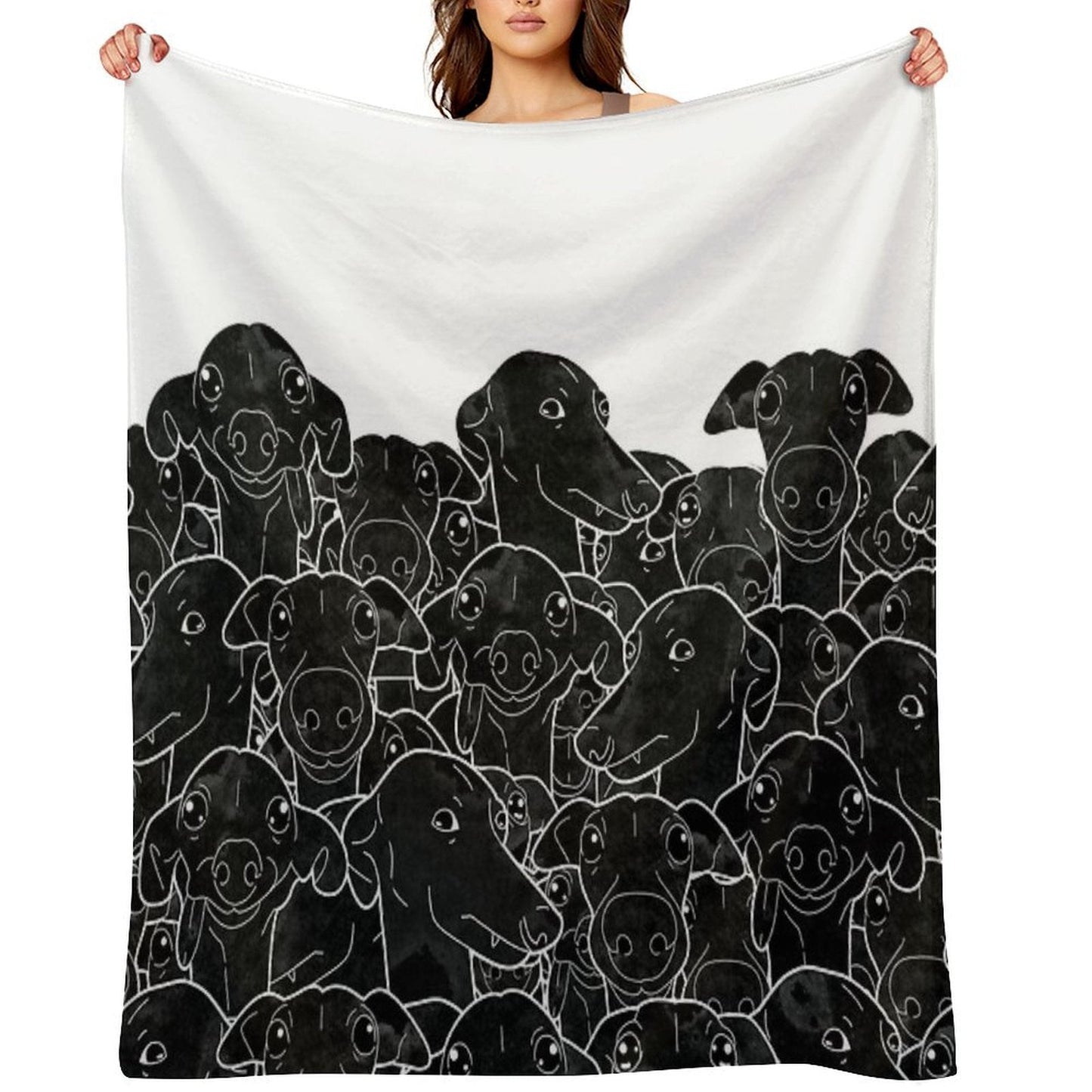 Greyhounds Black And White Pattern Throw Blanket