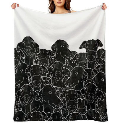 Greyhounds Black And White Pattern Throw Blanket