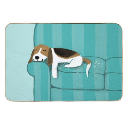 Happy Couch Dog  Cute Beagle Bath Mat