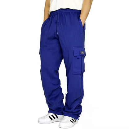 Men's Cargo Joggers - Elastic Waist Drawstring Pants with Pockets