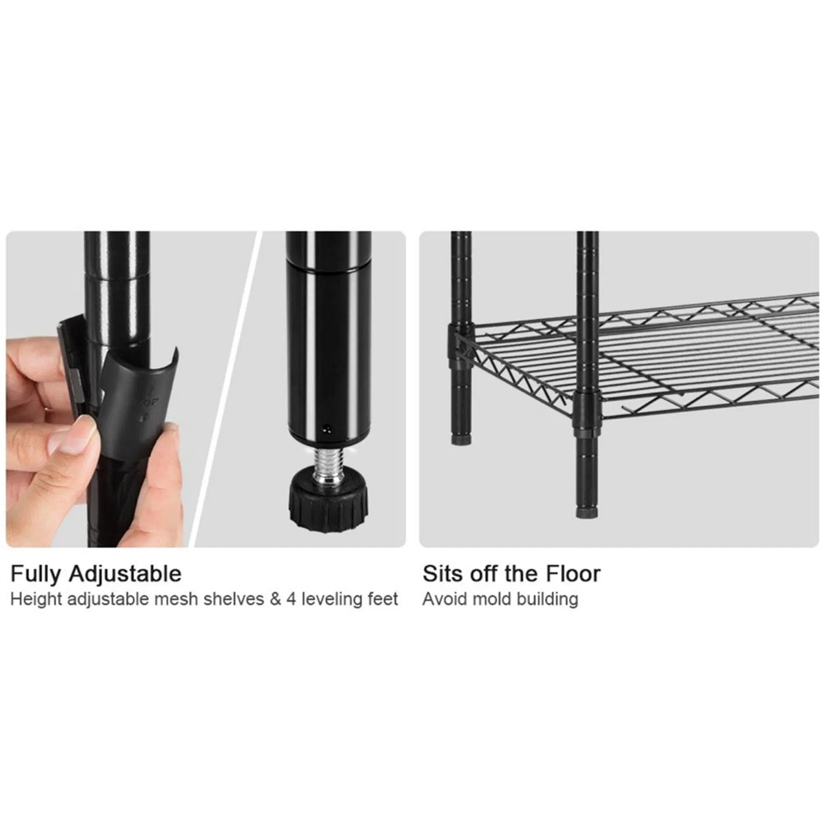 3-Tier Adjustable Wire Storage Rack (35.5" x 13.8" x 31.5")