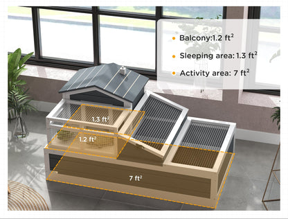 Two-Story Wooden Tortoise Table & Habitat (Three-Room Villa)