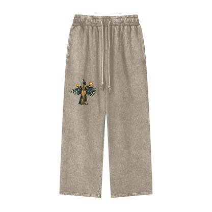 Amaru Khan Stars Acid Wash Straight Leg Pants