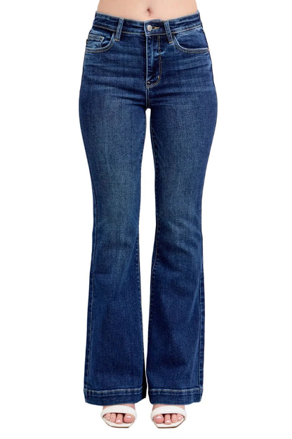 Full-Size High-Rise Flare Jeans with Pockets Plus Size