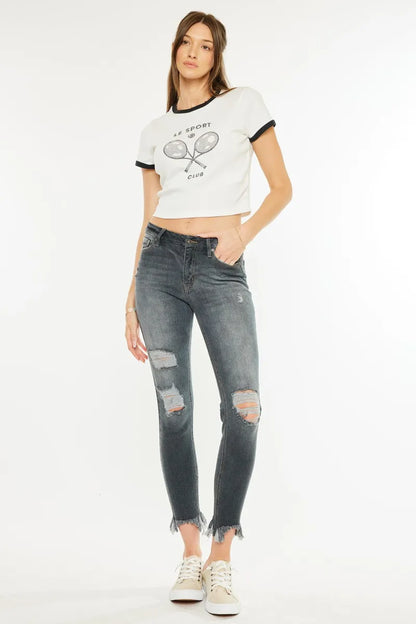 Kancan High Rise Distressed Ankle Skinny Jeans