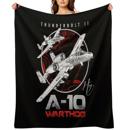 A-10 Thunderbolt II Warthog Subsonic Attack Aircraft  Nicknamed Hog Us Air Force Fighterjet Throw Blanket