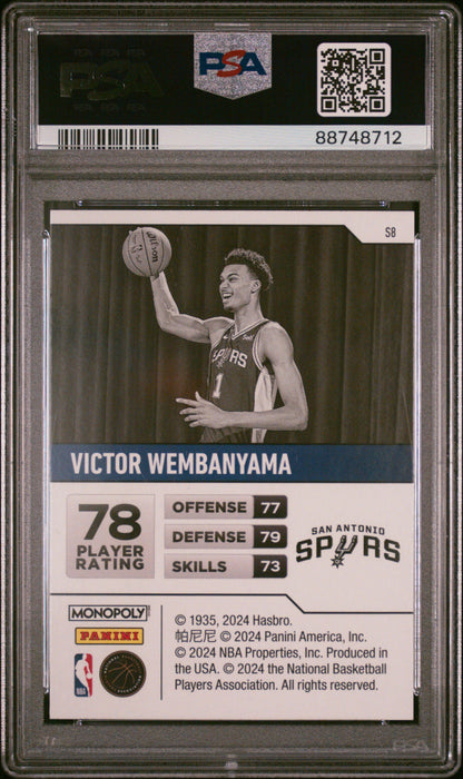 Graded 2023 Panini Prizm Monopoly Victor Wembanyama #S8 Starter Deck Rookie RC Basketball Card PSA 10 Gem Mint