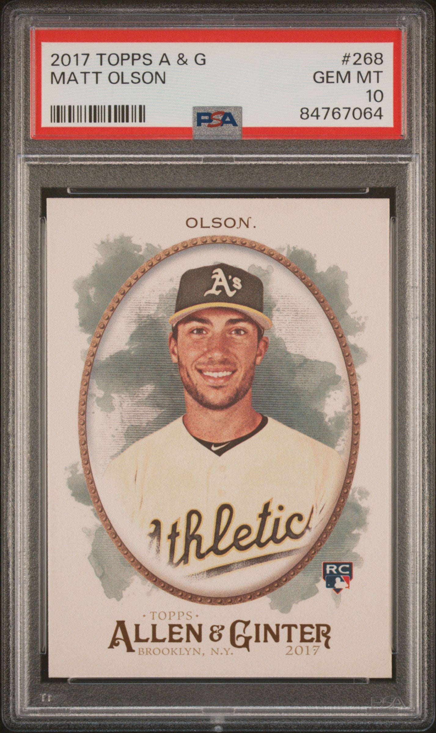 Graded 2017 Topps Allen & Ginter Matt Olson #268 Rookie RC Baseball Card PSA 10 Gem Mint