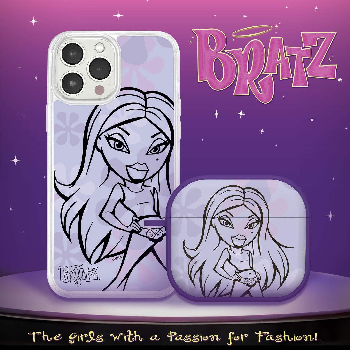 Bratz® Passion For Fashion HD Apple iPhone 15 Mag-Safe Phone Case and AirPods Gen 3 Combo Package