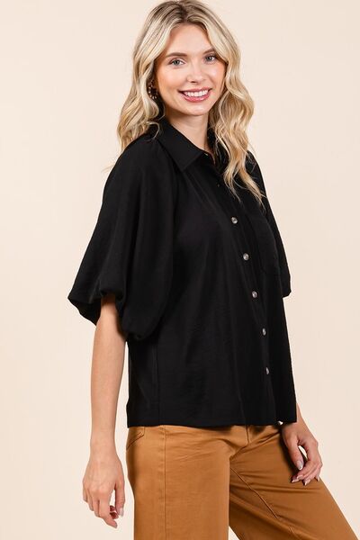 Mittoshop Airflow Short Bubble Sleeve Button Down Shirt #3