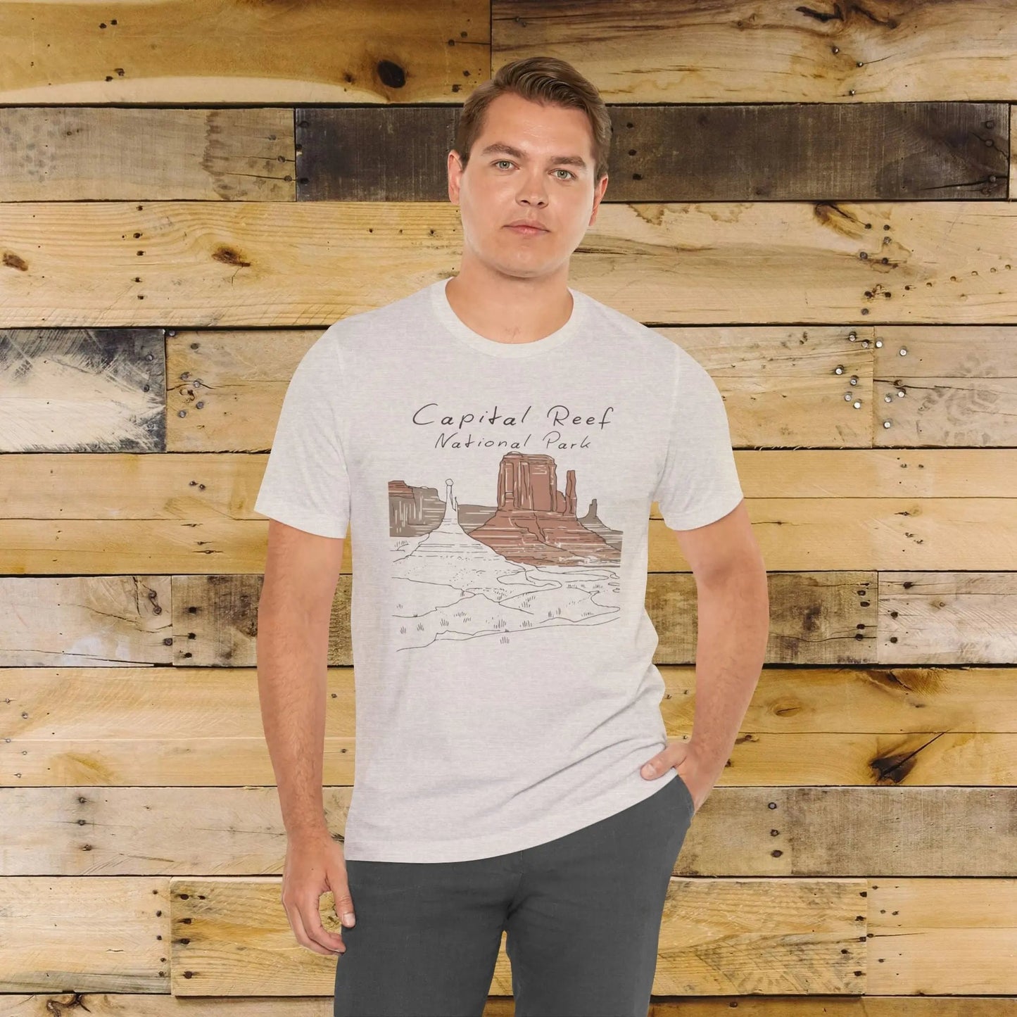Capitol Reef National Park Unisex Fit Soft T-Shirt Line Art