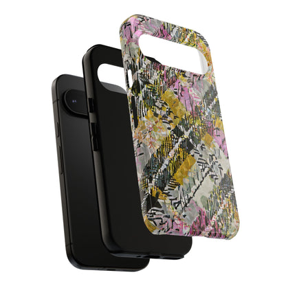 Purple Plaid Floral Artistic Tough Phone Case