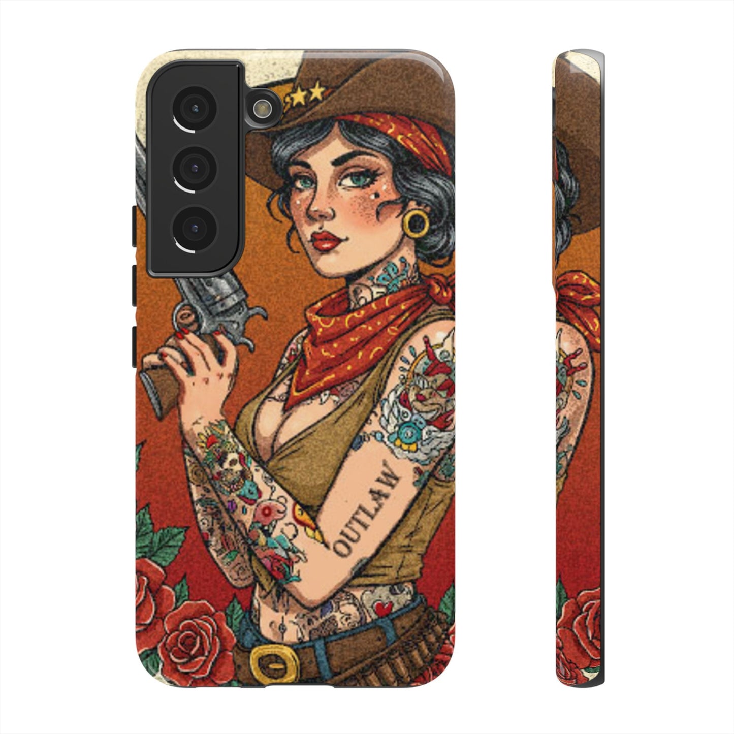 Vintage Western Tough Phone Case with Outlaw Design