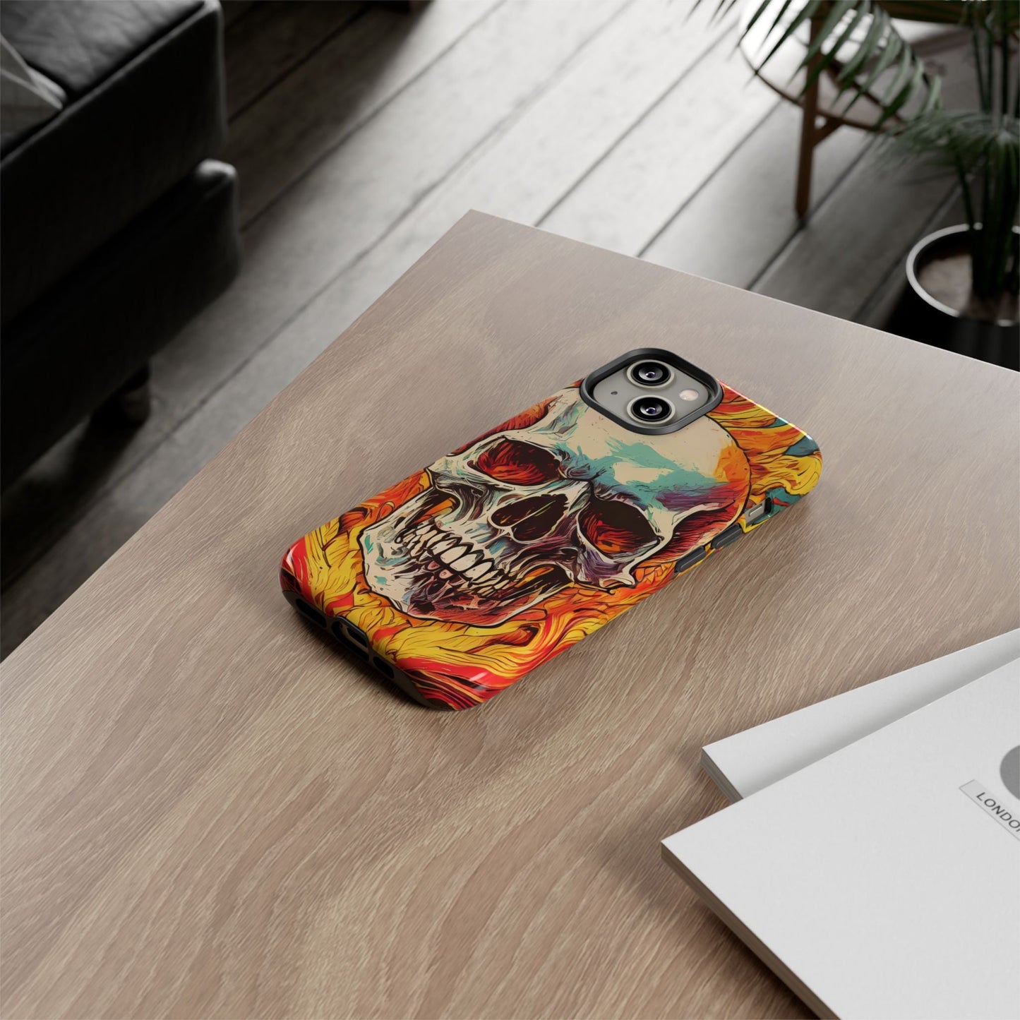 Flaming Skull Tough Phone Case