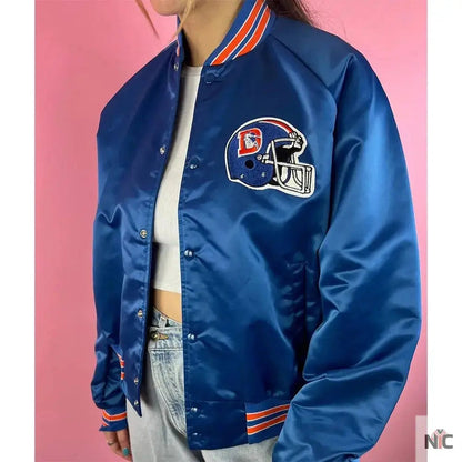 90’s Denver Broncos Blue Satin Jacket