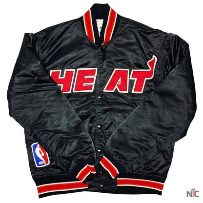 90s Miami Heat Satin Black Jacket