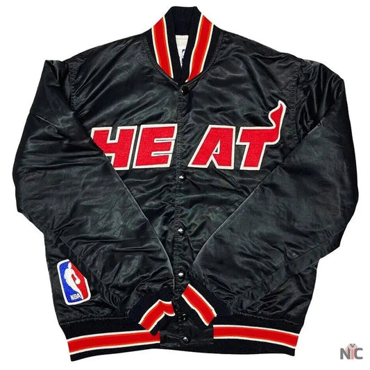 90s Miami Heat Satin Black Jacket