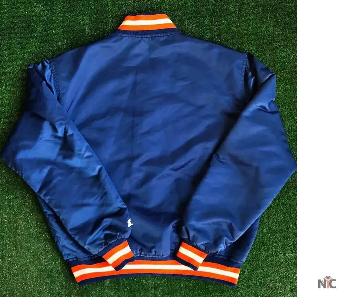 90s New York Knicks Bomber Blue Satin Jacket