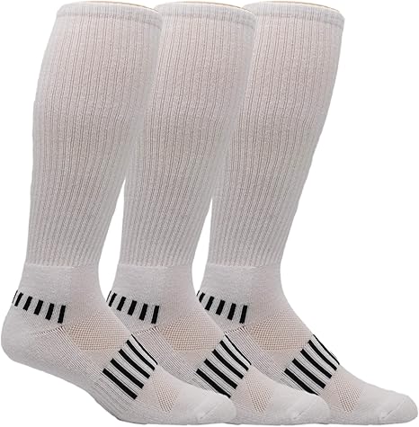 3-Pack White with Black Standard Athletic Knee-High Soccer Socks