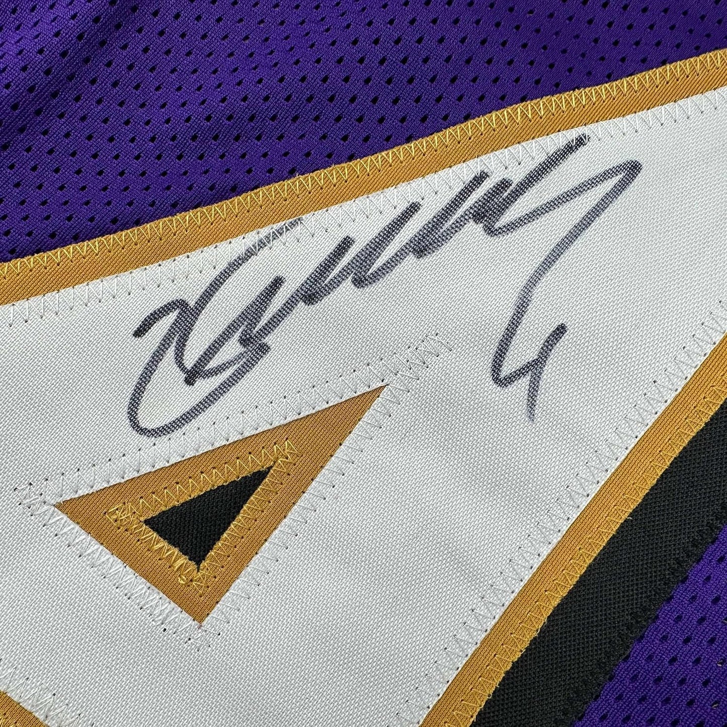 Framed Autographed/Signed Zay Flowers 35x39 Baltimore Purple Football Jersey JSA COA