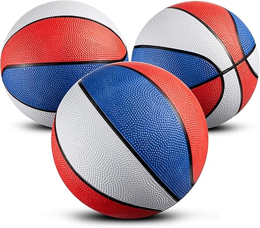 Bedwina Mini Rubber Basketball Balls for Kids - (Pack of 3) 7 Inch, Size 3 - Pool Basketball Hoop Set, Outdoor & Indoor Small Hoops Carnivals, Game Prizes