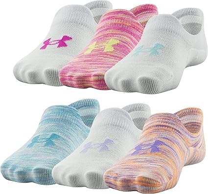 Under Armour Girls' Essential Ultra Low Tab Socks, 6-Pairs
