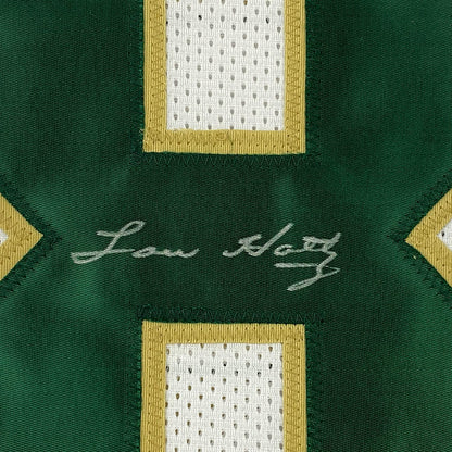 Framed Autographed/Signed Lou Holtz 35x39 1988 National Champs Notre Dame White College Football Jersey JSA COA