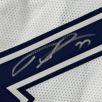 Framed Autographed/Signed Tyron Smith 35x39 Dallas Color Rush White Football Jersey JSA COA