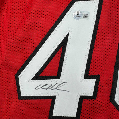 Framed Autographed/Signed Udonis Haslem 35x39 Miami Red Basketball Jersey Beckett BAS COA