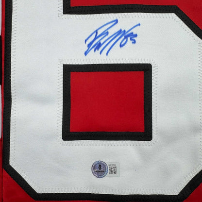 Framed Autographed/Signed Jesper Bratt 35x39 New Jersey Red Hockey Jersey Beckett BAS COA