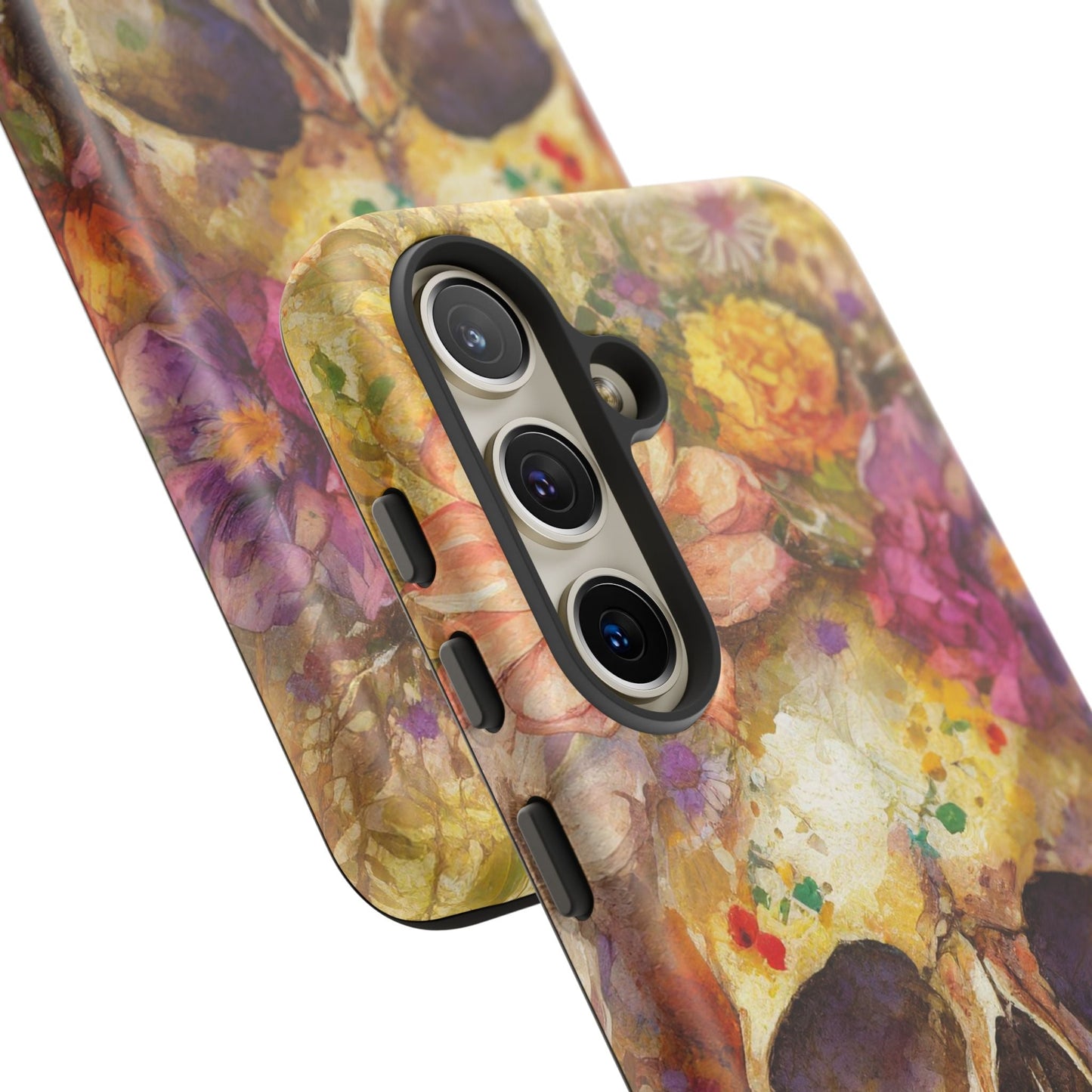 Unique Floral Skull Tough Phone Case