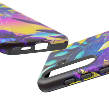 Artistic Vibrant Neon Floral Leaf Tough Phone Case