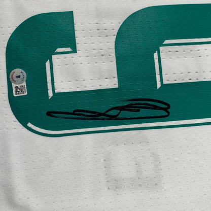 Framed Autographed/Signed Karim Benzema 35x39 Real Madrid 2017-18 White Soccer Jersey Beckett BAS COA