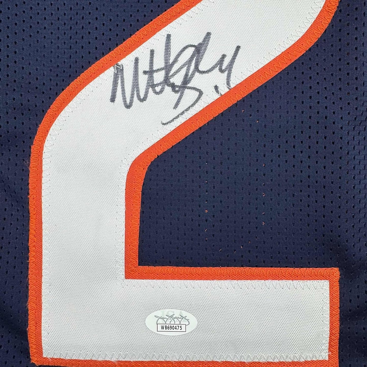Framed Autographed/Signed Matt Suhey Chicago 35x39 Blue Football Jersey JSA COA