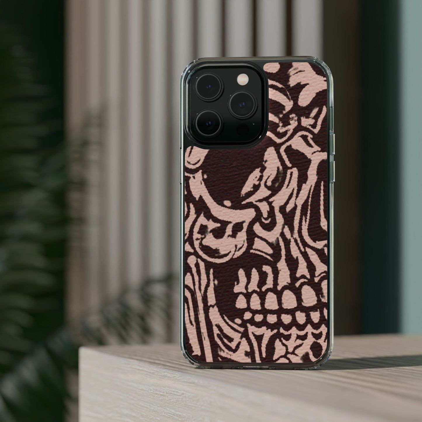 Gothic Abstract Skull Clear Phone Case