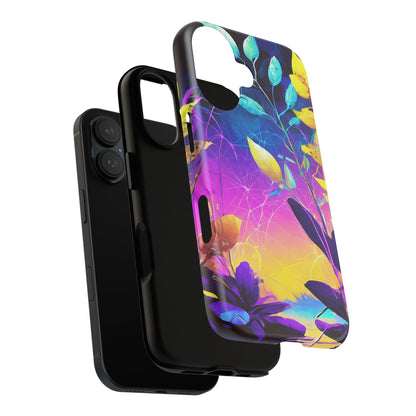 Artistic Vibrant Neon Floral Leaf Tough Phone Case