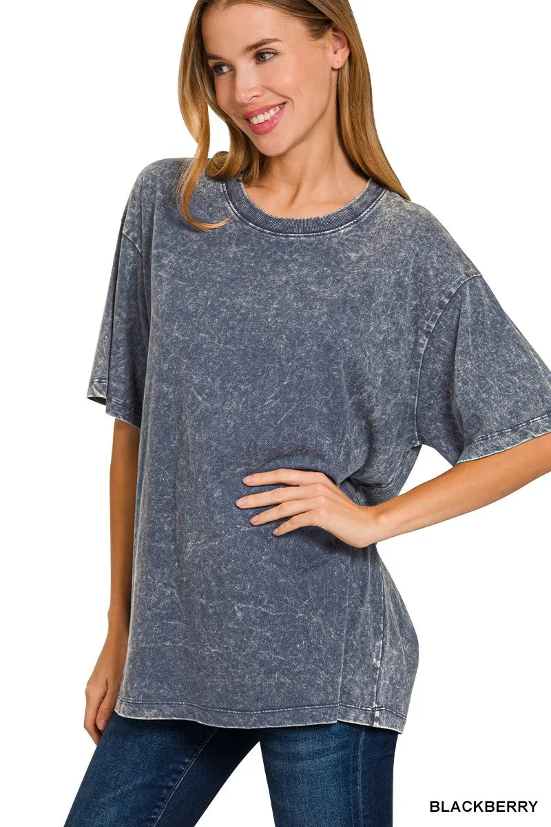Zenana Washed Short Sleeve Top