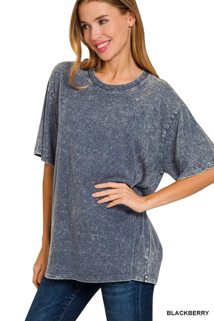 Zenana Washed Short Sleeve Top