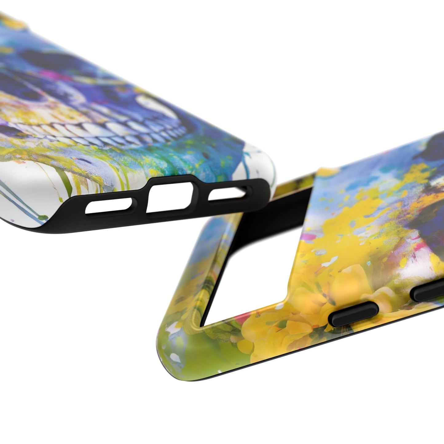 Vibrant Blue Floral Skull Tough Phone Case