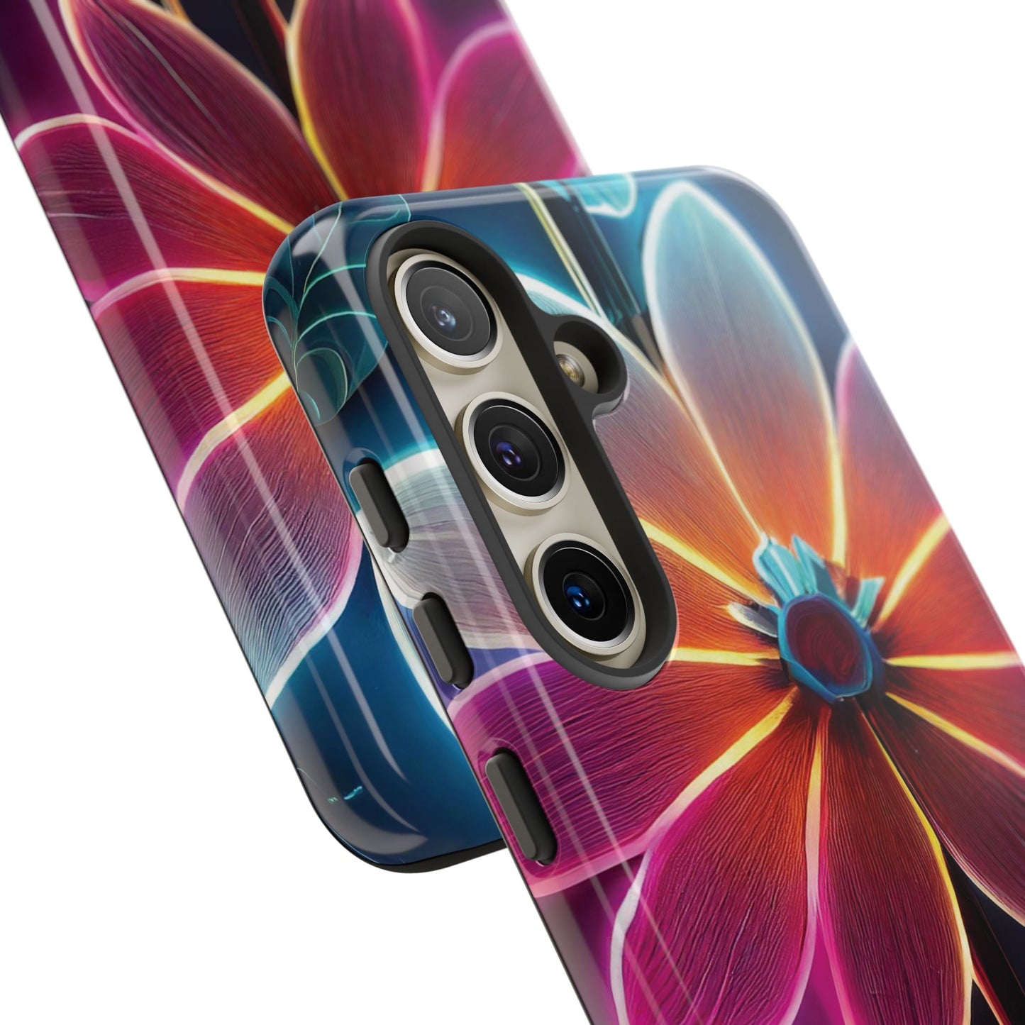 Vibrant Neon Flowers Tough Phone Case