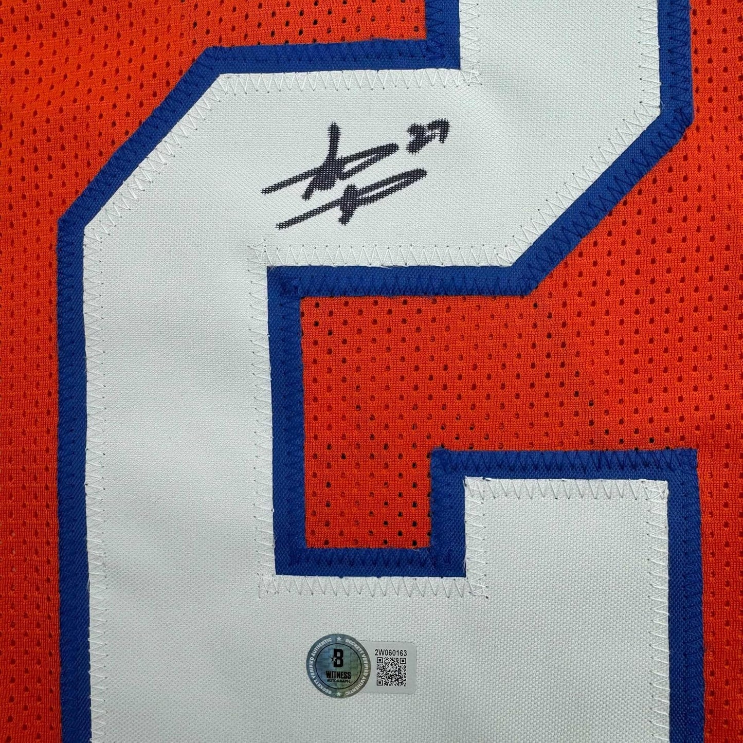 Framed Autographed/Signed Steve Atwater 35x39 Denver Retro Orange Football Jersey Beckett BAS COA