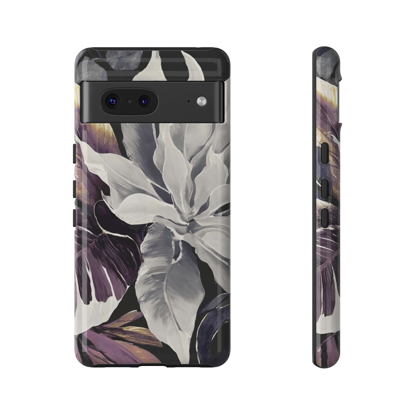 White & Plum Floral Tough Phone Case