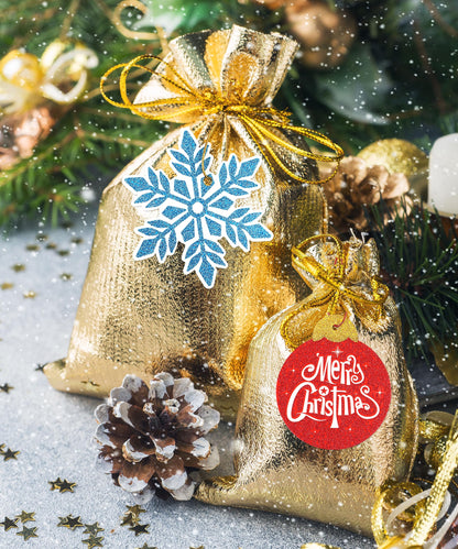 80pcs Large Gift Tags for Christmas w/ Tie Strings, 20 Designs, Glittery