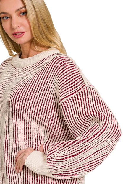 Two-Tone Crewneck Sweater