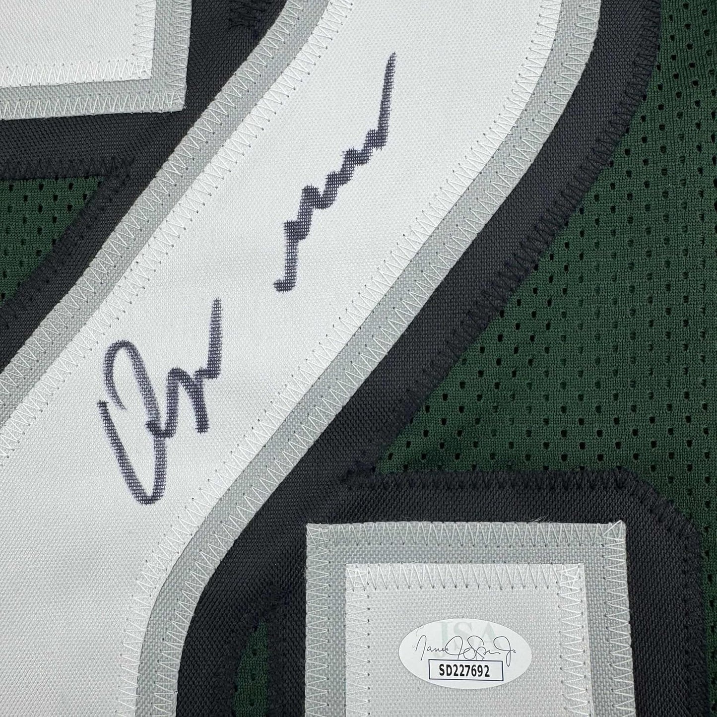 Framed Autographed/Signed Quinyon Mitchell 35x39 Philadelphia Green Football Jersey JSA COA