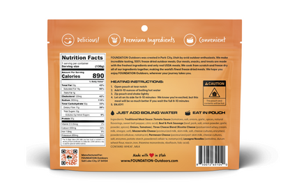 FOUNDATION Outdoors Lasagna Meal