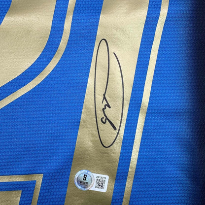 Framed Autographed/Signed Andrea Pirlo 35x39 Italy Blue Soccer Futbol Jersey Beckett BAS COA