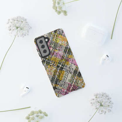 Purple Plaid Floral Artistic Tough Phone Case